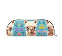 RLDOBOFE Blue Flame Pencil Pouch Leather,Small Pen Bags With Zipper For Pencils,Pens,Markers,Makeups,Change,Coins, Alpaca Pattern, One Size
