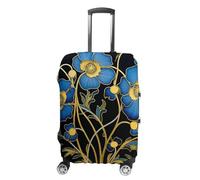 RLDOBOFE Blue Floral Design Travel Luggage Cover Anti Scratch Suitcase Protector Washable Elastic Baggage Cover, white, L, Stylish