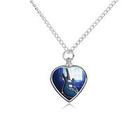 RLDOBOFE Blue Guitar Cremation Jewelry for Ashes Heart Urn Necklaces Personalized Memorial Necklace Dog Cat Keepsake Pendant Custom Small Locket Ash Holder for Women Men