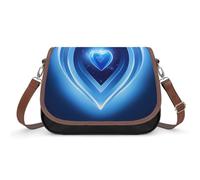 RLDOBOFE Blue Heart Crossbody Bags for Women Vegan Leather Handbags with Adjustable Strap Trendy Medium Shoulder Bag Lightweight Travel Saddle Bag Little Purse Wallet