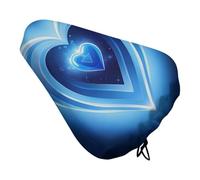 RLDOBOFE Blue Heart Waterproof Bike Seat Cover with Drawstring | Dustproof & UV-Resistant Bicycle Saddle Cover, Outdoor Washable Seat Cushion Protector, Universal Fit for Mountain, City Bike