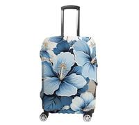 RLDOBOFE Blue Hibiscus Flower Baggage Cover for Travel, Washable Suitcase Covers for Home, Dustproof Luggage Protector Skins with Zippers, Protector Anti Scratch, Luggage Covers, white, Small, Luggage