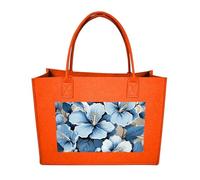 RLDOBOFE Blue Hibiscus Flower Felt Tote Bag Reusable Kitchen Grocery Bag Versatile Large Capacity Commuter Handbags, Fruit Orange, One Size