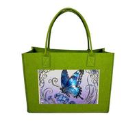 RLDOBOFE Blue Morpho Myosotis Felt Tote Bag Reusable Foldable Grocery Bag Versatile Large Capacity Commuter Handbag, Light Green, One Size