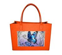 RLDOBOFE Blue Morpho Myosotis Felt Tote Bag Reusable Foldable Grocery Bag Versatile Large Capacity Commuter Handbag, Fruit Orange, One Size