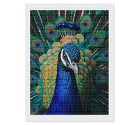 RLDOBOFE Blue Peacock Diamond Painting Kit for Adults Round 5d Diamond Art Kits for Beginners DIY Full Drill Diamonds Dots Painting Gem Arts Crafts Home Wall Decor Gift 12"x16"