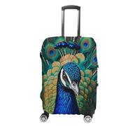 RLDOBOFE Blue Peacock Travel Luggage Cover Anti Scratch Suitcase Protector Washable Elastic Baggage Cover, white, M, Stylish