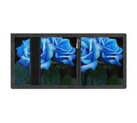 RLDOBOFE Blue Rose Flowers Trifold Wallet Minimalist Mens Wallet with Key Hook 8 Card Slots Modern Stylish Polyester Security Wallets Fashion Slim Credit Card Holder Id Window