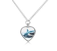 RLDOBOFE Blue Shark Cremation Jewelry for Ashes Heart Urn Necklaces Personalized Memorial Necklace Dog Cat Keepsake Pendant Custom Small Locket Ash Holder for Women Men