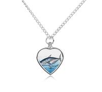 RLDOBOFE Bluefin Tuna Cremation Jewelry for Ashes Heart Urn Necklaces Personalized Memorial Necklace Dog Cat Keepsake Pendant Custom Small Locket Ash Holder for Women Men