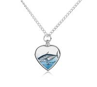RLDOBOFE Bluefin Tuna Thunnus Pet Cremation Necklaces for Ashes Personalized Pet Ashes Jewelry Heart Shaped Urn Pendant Custom Memorial Funeral Keepsake for Loss Dogs Cats
