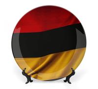 RLDOBOFE Bone China Decorative Plate for Wall, Personalized Germany Flag Plates with Display Stand, Chinese Style Decorative Dish 10inch for Living Room, Hallway, Table Decor