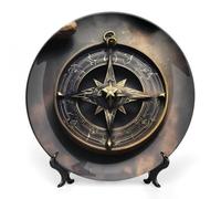 RLDOBOFE Bone China Decorative Plate for Wall, Personalized Magical Design Norse Runes Compass Plates with Display Stand, Chinese Style Decorative Dish 6inch for Living Room, Hallway, Table Decor