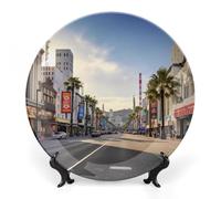 RLDOBOFE Bone China Decorative Plates Ceramic Plate with Display Stand Small Desert Dinner Plates Porcelain Art Plate for Home Kitchen Wall Hanging Table Decor 7inch