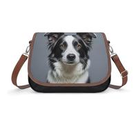 RLDOBOFE Border Collie Crossbody Bags for Women Vegan Leather Handbags with Adjustable Strap Trendy Medium Shoulder Bag Lightweight Travel Saddle Bag Little Purse Wallet