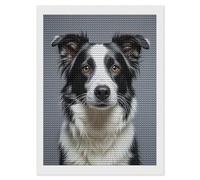 RLDOBOFE Border Collie Diamond Painting Kit for Adults Round 5d Diamond Art Kits for Beginners DIY Full Drill Diamonds Dots Painting Gem Arts Crafts Home Wall Decor Gift 12"x16"