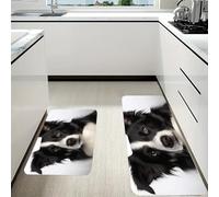 RLDOBOFE Border Collie Kitchen Mats Set of 2 Cushioned Anti-Fatigue Non-Slip Kitchen Runner Rugs Comfort Foam Standing Mat Absorbent Floor Rug for Office Sink Home Laundry