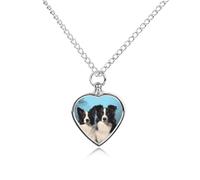 RLDOBOFE Border Collie Pet Cremation Necklaces for Ashes Personalized Pet Ashes Jewelry Heart Shaped Urn Pendant Custom Memorial Funeral Keepsake for Loss Dogs Cats
