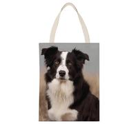 RLDOBOFE Border Collie Tote Bags for Holiday Gifts, Personalized Canvas Shoulder Bag with Handle for Activity, Reusable Cloth Bags for Advertising, Large Shopping Bag for Unisex