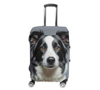 RLDOBOFE Border Collie Travel Luggage Cover Anti Scratch Suitcase Protector Washable Elastic Baggage Cover, white, L, Stylish