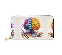 RLDOBOFE Brain Image Leather Wallet for Women Long Coin Purse Ultra Slim Credit Cards Holder Bifold Clutch