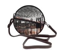RLDOBOFE Brooklyn Bridge Shoulder Bag for Women PU Leather Purses Retro Clutch Handbags with Zipper & Removable Strap for Daily Use, Phone Wallet, Trendy Ladies Crossbody Bag