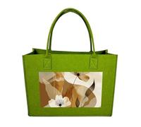 RLDOBOFE Brown Abstract Shapes Felt Tote Bag Reusable Kitchen Grocery Bag Versatile Large Capacity Commuter Handbags, Light Green, One Size