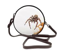 RLDOBOFE Brown Spider Shoulder Bag for Women PU Leather Purses Retro Clutch Handbags with Zipper & Removable Strap for Daily Use, Phone Wallet, Trendy Ladies Crossbody Bag