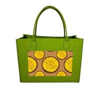 RLDOBOFE Brown Wood Ring Felt Tote Bag Reusable Foldable Grocery Bag Versatile Large Capacity Commuter Handbag, Light Green, One Size
