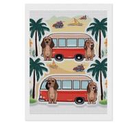 RLDOBOFE Bus and Hound Dog Diamond Painting Kit for Adults Round 5d Diamond Art Kits for Beginners DIY Full Drill Diamonds Dots Painting Gem Arts Crafts Home Wall Decor Gift 12"x16"