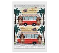 RLDOBOFE Bus and Hound Dog Diamond Painting Kit for Adults Round 5d Diamond Art Kits for Beginners DIY Full Drill Diamonds Dots Painting Gem Arts Crafts Home Wall Decor Gift 8"x12"