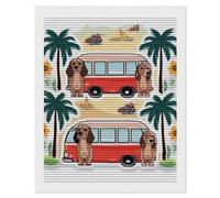 RLDOBOFE Bus and Hound Dog Diamond Painting Kit for Adults Round 5d Diamond Art Kits for Beginners DIY Full Drill Diamonds Dots Painting Gem Arts Crafts Home Wall Decor Gift 16"x20"