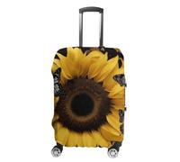 RLDOBOFE Butterfly And Sunflower Baggage Cover for Travel, Washable Suitcase Covers for Home, Dustproof Luggage Protector Skins with Zippers, Protector Anti Scratch, Luggage Covers, white, XL, Luggage