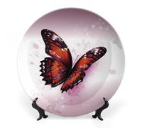 RLDOBOFE Butterfly Decorative Plate Ceramic Display Plate with Stand Salad Plates Colorful Porcelain Dinner Dishes Dessert Appetizer Dishes for Kitchen Party Table Decor 6inch