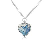 RLDOBOFE Butterfly Hyacinth Cluster Cremation Jewelry for Ashes Heart Urn Necklaces Personalized Memorial Necklace Dog Cat Keepsake Pendant Custom Small Locket Ash Holder for Women Men