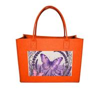 RLDOBOFE Butterfly Lavender Spike Felt Tote Bag Reusable Foldable Grocery Bag Versatile Large Capacity Commuter Handbag, Fruit Orange, One Size