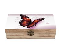 RLDOBOFE Butterfly Wooden Keepsake Box with Lids Wood Storage Box with A Hinged Lid Decorative Boxes Table Large Rectangular Organizer Container for Jewelry Photos Craft