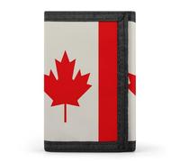 RLDOBOFE Canada Flag Trifold Wallet Minimalist Mens Wallet with Key Hook 8 Card Slots Modern Stylish Polyester Security Wallets Fashion Slim Credit Card Holder Id Window