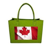 RLDOBOFE Canadian Flag Felt Tote Bag Reusable Foldable Grocery Bag Versatile Large Capacity Commuter Handbag, Light Green, One Size