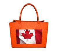 RLDOBOFE Canadian Flag Felt Tote Bag Reusable Foldable Grocery Bag Versatile Large Capacity Commuter Handbag, Fruit Orange, One Size
