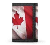 RLDOBOFE Canadian Flag Trifold Wallet Minimalist Mens Wallet with Key Hook 8 Card Slots Modern Stylish Polyester Security Wallets Fashion Slim Credit Card Holder Id Window