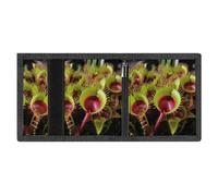 RLDOBOFE Carnivorous Plant Trifold Wallet Minimalist Mens Wallet with Key Hook 8 Card Slots Modern Stylish Polyester Security Wallets Fashion Slim Credit Card Holder Id Window