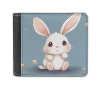 RLDOBOFE Cartoon Cute Bunny Wallet Passcase for Men, Extra Capacity Bifold Leather Wallets with ID Windows, Slim Stylish Wallet for Gift, Blocking Money Clip for Cards, Coin Pouch