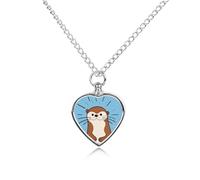 RLDOBOFE Cartoon Cute Otter Cremation Jewelry for Ashes Heart Urn Necklaces Personalized Memorial Necklace Dog Cat Keepsake Pendant Custom Small Locket Ash Holder for Women Men