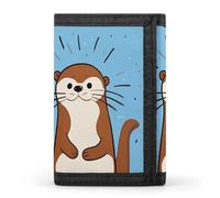 RLDOBOFE Cartoon Cute Otter Trifold Wallet Minimalist Mens Wallet with Key Hook 8 Card Slots Modern Stylish Polyester Security Wallets Fashion Slim Credit Card Holder Id Window