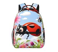RLDOBOFE Cartoon Ladybug Flower Cute Backpack Waterproof Lightweight Casual Backpack One Size Daypack Travel Laptop Bag For Men Women