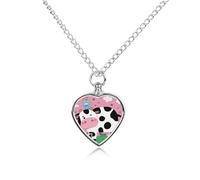 RLDOBOFE Cartoon Milk Cow Cremation Jewelry for Ashes Heart Urn Necklaces Personalized Memorial Necklace Dog Cat Keepsake Pendant Custom Small Locket Ash Holder for Women Men