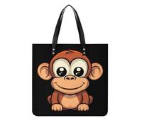 RLDOBOFE Cartoon Monkey Tote Bag Shoulder Bags Grocery Shopping Bag
