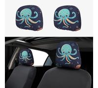 RLDOBOFE Cartoon Octopus Car Headrest Cover 2 PCS, Funny Auto Front Seat Head Rest Protector, Universal Car Headrest Protector Elastic, Personalized Seat Cover Headrest Trim for Most Cars