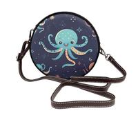 RLDOBOFE Cartoon Octopus Shoulder Bag for Women PU Leather Purses Retro Clutch Handbags with Zipper & Removable Strap for Daily Use, Phone Wallet, Trendy Ladies Crossbody Bag